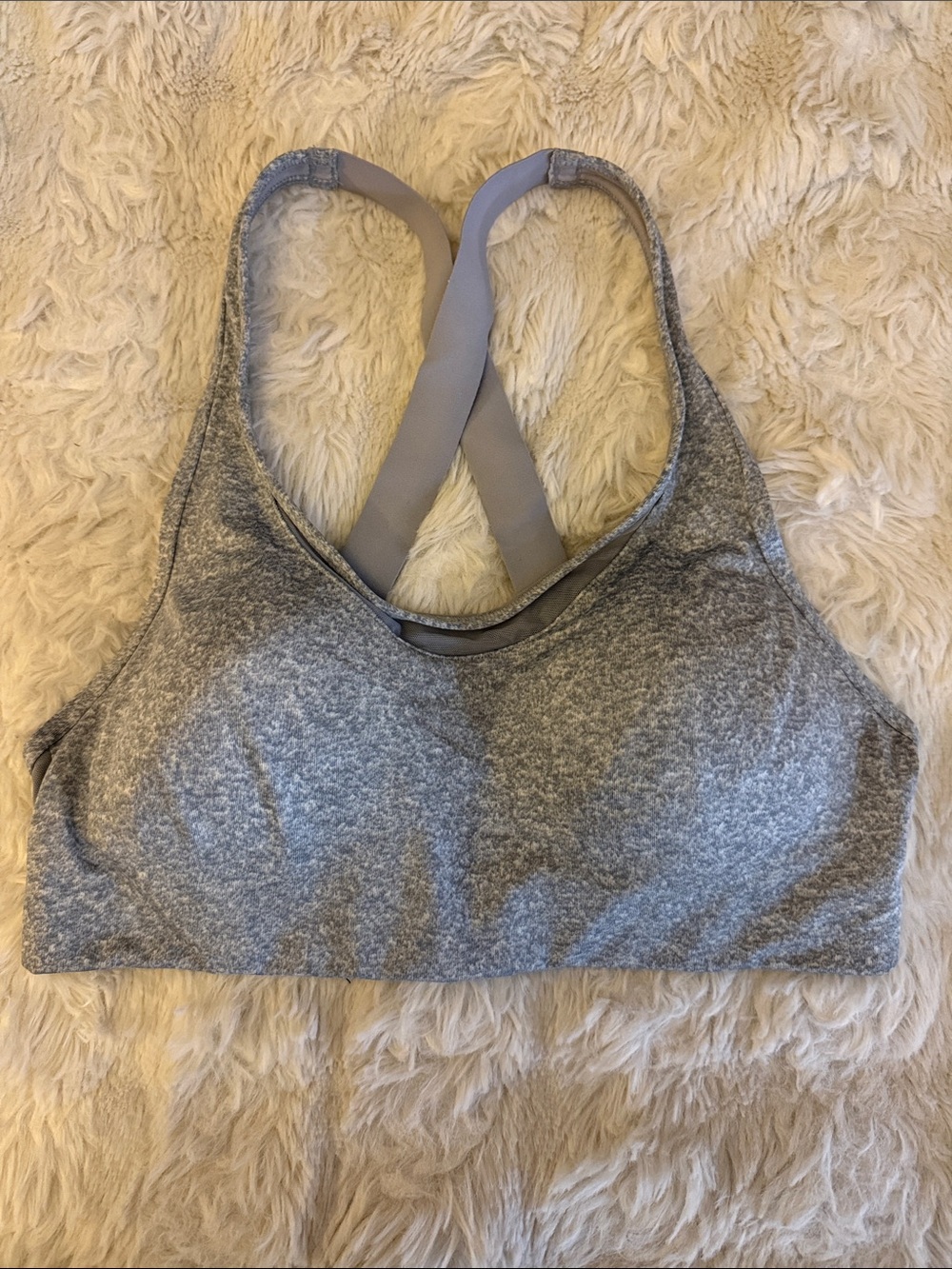 PINK Victoria's Secret Gray Heather Crisscross Back Sports Bra